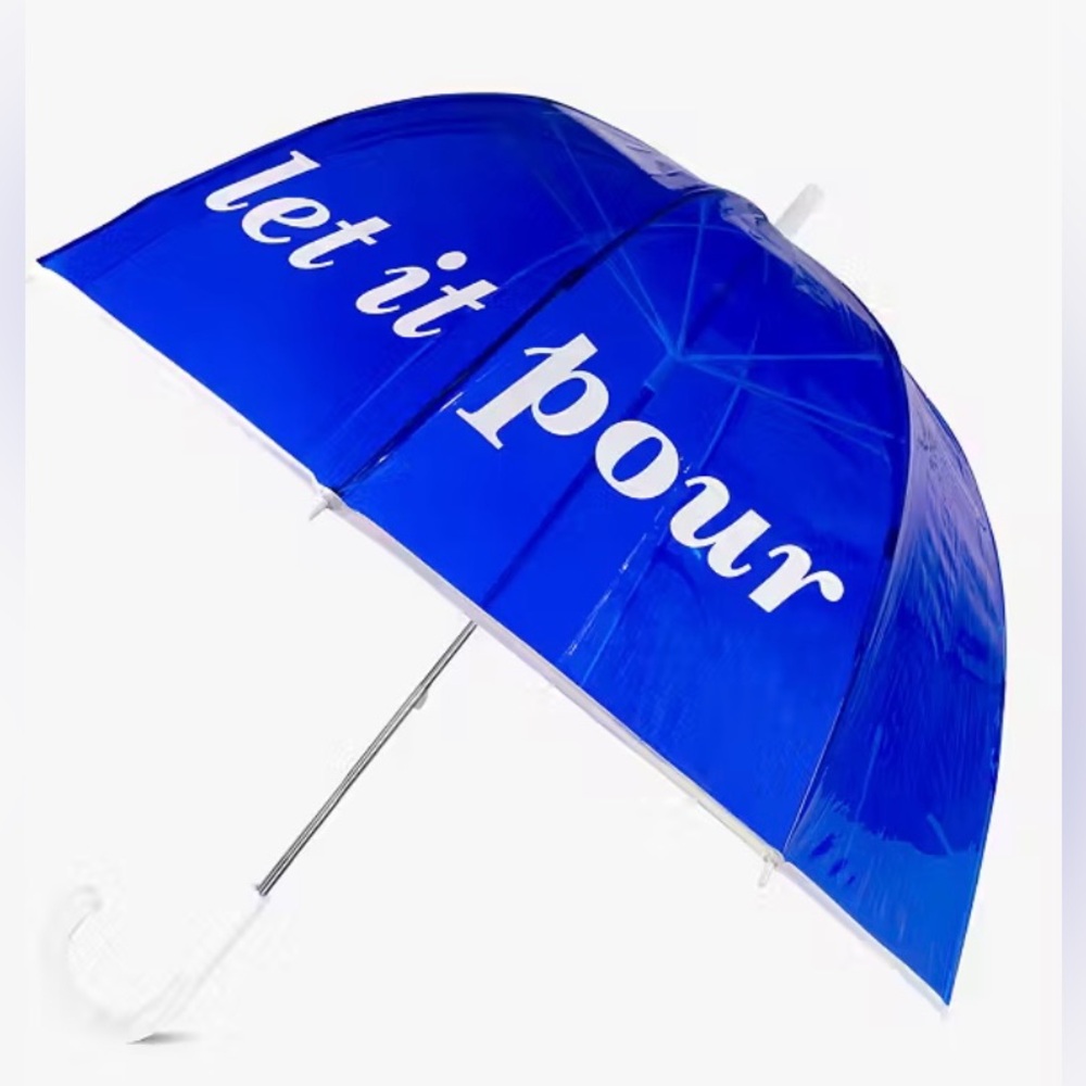 Kate Spade Let It Pour Clear Umbrella ✨ Blue + Clear | automatic